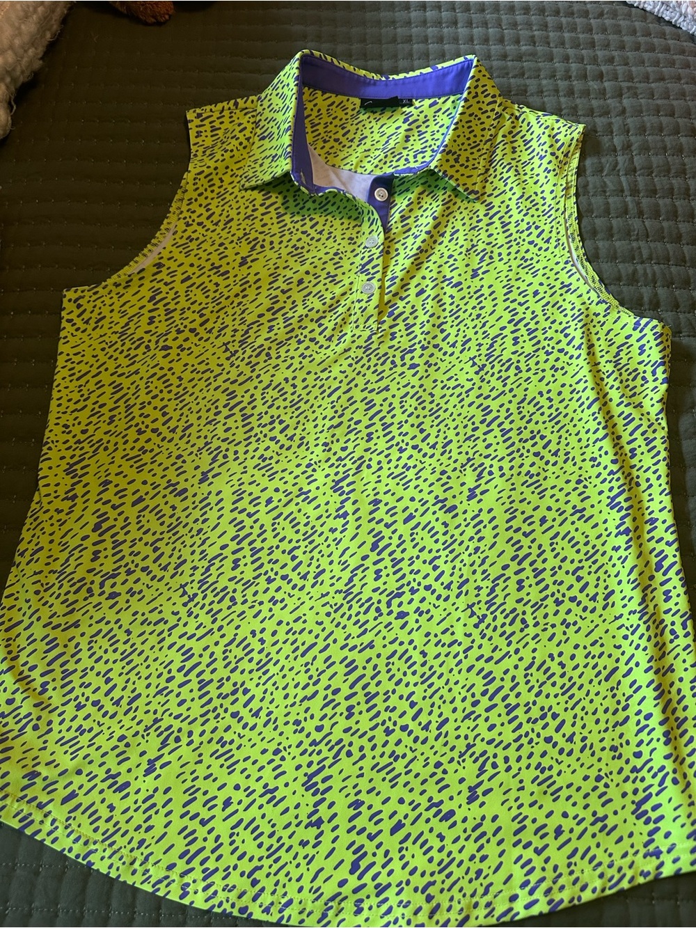 Women’s Sleeveless Polo Shirt - Lime Green Print